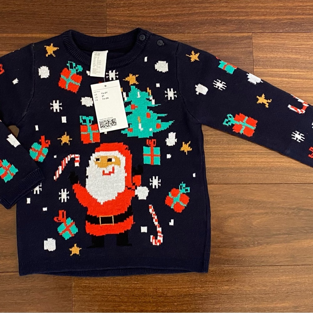 NEW H&M Holiday Sweater with Santa and Gifts